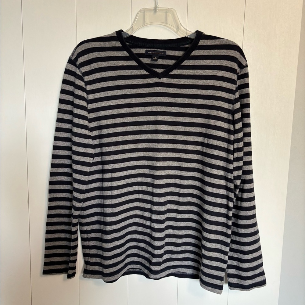Banana Republic Black and Gray Striped Sweater
